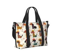 Borsone da viaggio con stampa di bassotto colorato carino per donne, articolo personale durante la notte, weekender, sport, borsa da palestra per uomini e donne