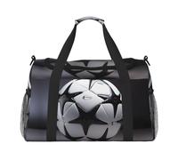 Borsone da viaggio con stampa di calcio in bianco e nero, borsa da viaggio, borsa a tracolla per weekender, borsa sportiva da palestra per uomo e donna