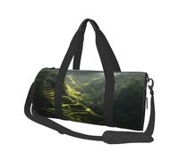 Borsone da viaggio con stampa di campi terrazzati in Bali, borsa da palestra pieghevole, borsa da palestra per il fine settimana durante la notte, borsa da donna, grande borsa da cabina per sport e