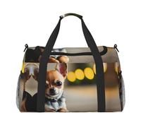 Borsone da viaggio con stampa di cane chihuahua 1 borsa da viaggio per uso quotidiano borsa da viaggio di grande capacità elegante borsa funzionale, nero, Taglia unica