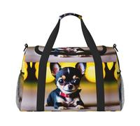 Borsone da viaggio con stampa di cani chihuahua per uso quotidiano borsa da viaggio di grande capacità borsa elegante funzionale, nero, Taglia unica