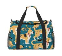 Borsone da viaggio con stampa di cani fedeli per uomini e donne, borsa da viaggio pieghevole e spaziosa borsa da viaggio per riporre articoli da toeletta, articoli personali, nero, L, Nero , L