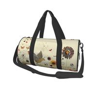 Borsone da viaggio con stampa di cani Labrador Retriever, grande, pieghevole, rotondo, con tracolla regolabile, per weekender, pernottamento, volo, ospedale e sport, Farfalle volanti tra i fiori, One