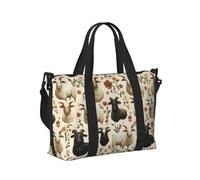 Borsone da viaggio con stampa di capre e fiori per donne, articolo personale durante la notte, weekender, sport, borsa da palestra per uomini e donne