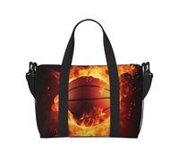 Borsone da viaggio con stampa di carlino, leggero, impermeabile, spazioso, per palestra e viaggi, per uomini, donne e ragazzi, Pallacanestro su fuoco Fiamma Splash, Taglia unica, Borsone da viaggio