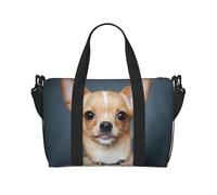 Borsone da viaggio con stampa di chihuahua carino, weekender per donne, borsa leggera da portare a mano, borsa per oggetti personali, Nero , Taglia unica
