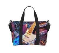 Borsone da viaggio con stampa di chitarra elettrica magica, per uomo e donna, grande borsa da palestra resistente all'acqua con tracolla