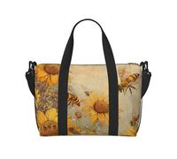 Borsone da viaggio con stampa di conchiglie sulla spiaggia, leggero, impermeabile, borsa da palestra e da viaggio per uomini, donne e ragazzi, Fiori di api di miele rurale, Taglia unica, Borsone da