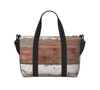 Borsone da viaggio con stampa di conchiglie sulla spiaggia, leggero, impermeabile, borsa da palestra e da viaggio per uomini, donne e ragazzi, Legno rustico antico fienile, Taglia unica, Borsone da