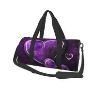 Borsone da viaggio con stampa di cuori viola, con tasca e cinturino regolabile, grande borsa da palestra alla moda per donne e uomini, nero, taglia unica, alla moda, nero, taglia unica, alla moda,