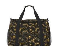 Borsone da viaggio con stampa di drago dorato e fulmine dorato, borsone da viaggio, borsone da viaggio per weekender, borsone da palestra per donne e uomini, borsa da viaggio per oggetti personali