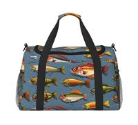 Borsone da viaggio con stampa di esche da pesca, ampio spazio, 50 x 33 x 25,9 cm, elegante borsa per palestra