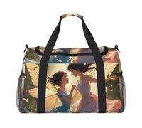 Borsone da viaggio con stampa di farfalle danzanti, per uomini e donne, borsa da viaggio pieghevole e spaziosa borsa da viaggio per riporre articoli da toeletta, articoli personali, nero, L, Nero , L