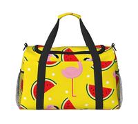 Borsone da viaggio con stampa di fenicottero rosa e anguria, ampio spazio, grande capacità, borsa da viaggio a mano per il fine settimana in aereo