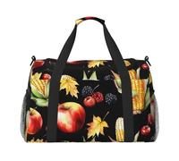 Borsone da viaggio con stampa di foglie autunnali Happy Thanksgiving Day ampio spazio borsa da viaggio 50 x 33 x 25,9 cm elegante tote per palestra