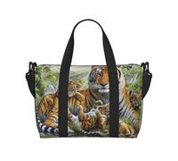 Borsone da viaggio con stampa di fragole per uomo e donna, grande borsa da palestra resistente all'acqua con tracolla, Jungle Tigers Cub, One Size, Borsone da viaggio
