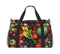 Borsone da viaggio con stampa di frutta e verdura fresca, ampio spazio, 50 x 33 x 25,9 cm, elegante borsa per palestra