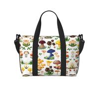 Borsone da viaggio con stampa di funghi giapponesi, borsa da viaggio per donna, borsa leggera da portare a mano, borsa per oggetti personali, Nero , Taglia unica