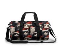 Borsone da viaggio con stampa di gatti con cappello di Babbo Natale, grande, divertente, leggero, da viaggio, Stile:, 17.7in/9in/9in