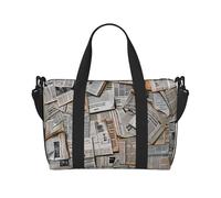 Borsone da viaggio con stampa di giornali HD, leggero, impermeabile, spazioso, per palestra e viaggi, per uomini, donne e ragazzi, Giornale Hd, Taglia unica, Borsone da viaggio