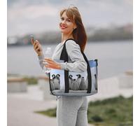 Borsone da viaggio con stampa di giovani pinguini con stampa di neve, borsone da viaggio, borsa per oggetti personali, per viaggi, palestra, sport, weekender, Nero , Taglia unica