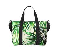 Borsone da viaggio con stampa di girasoli a tema piante, leggero, impermeabile, borsa da palestra e da viaggio per uomini, donne e ragazzi, Foglie verdi di palma, Taglia unica, Borsone da viaggio