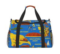 Borsone da viaggio con stampa di icone della mappa dell'Australia ampio spazio borsa da viaggio Tote 50 x 33 x 25,9 cm elegante borsa per palestra
