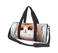 Borsone da viaggio con stampa di immagini di dinosauri, grande, pieghevole, rotondo, da viaggio, con tracolla regolabile, per weekender, pernottamento, volo, ospedale e sport, Cartoon Cat 1, One Size
