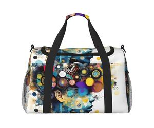 Borsone da viaggio con stampa di intelligenza artificiale con cervello spaziale, 50 x 33 x 25,9 cm, elegante borsa per palestra