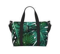 Borsone da viaggio con stampa di lama, leggero, impermeabile, spazioso borsone da palestra e da viaggio per uomini, donne e ragazzi, Graziose foglie di palma verdi., Taglia unica, Borsone da viaggio