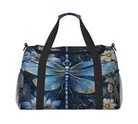 Borsone da viaggio con stampa di libellule blu arte ampia borsa da viaggio 50 x 33 x 25,9 cm elegante tote per palestra