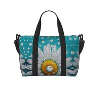 Borsone da viaggio con stampa di margherite e fiori per il fine settimana per le donne, borsa leggera da portare a mano, borsa per oggetti personali, Nero , Taglia unica