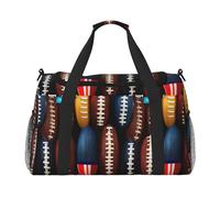 Borsone da viaggio con stampa di merletti di football americano ampio spazio borsa da viaggio 50 x 33 x 25,9 cm elegante tote per palestra