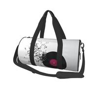 Borsone da viaggio con stampa di musica astratta, borsa da palestra pieghevole per il fine settimana durante la notte, borsa da donna, grande borsa da cabina per sport e viaggi, Nero , Taglia unica
