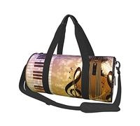 Borsone da viaggio con stampa di musica astratta, borsa da palestra pieghevole per il fine settimana durante la notte, borsa da donna, grande borsa da cabina per sport e viaggi, Nero , Taglia unica