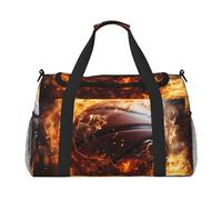 Borsone da viaggio con stampa di pallacanestro sul fuoco e fiamma d'acqua, borsa da viaggio, borsa a tracolla per weekender, borsa sportiva da palestra per uomini e donne