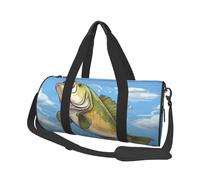 Borsone da viaggio con stampa di pesca che salta fuori dall'acqua con tasca e cinturino regolabile, grande borsa da palestra alla moda borsa da yoga per donne e uomini, nero, taglia unica, alla moda,
