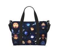 Borsone da viaggio con stampa di pianeti e stelle e galassia, borsone da allenamento, borsa a tracolla per la notte, borsa da weekender, per donne e uomini, nero, Taglia unica