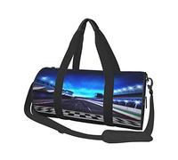 Borsone da viaggio con stampa di piste da corsa, borsa da palestra pieghevole per il fine settimana durante la notte, borsa da donna, grande borsa da cabina per sport e viaggi, Nero , Taglia unica