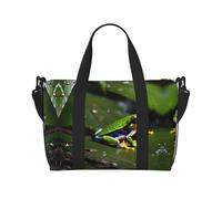 Borsone da viaggio con stampa di rane dell'albero della pace, borsone da allenamento, borsa a tracolla per la notte, borsa da weekender, per donne e uomini, nero, Taglia unica