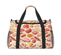 Borsone da viaggio con stampa di salsiccia di carne e cartoni animati, borsone da viaggio, borsone da viaggio per weekender, borsone da palestra per donne e uomini, borsa da viaggio per oggetti
