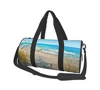 Borsone da viaggio con stampa di scene da spiaggia, borsa da palestra pieghevole, borsa da palestra per pernottamento e fine settimana da donna, grande borsa da cabina per sport e viaggi, Nero ,