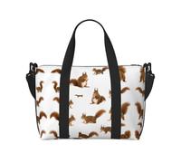 Borsone da viaggio con stampa di scoiattolo carino da donna, borsa leggera da portare a mano, borsa per oggetti personali, Nero , Taglia unica