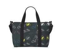 Borsone da viaggio con stampa di skateboard graffiti Weekender per donne, borsa leggera da portare a mano, borsa per oggetti personali, Nero , Taglia unica