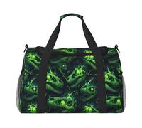 Borsone da viaggio con stampa di teschio di dinosauro e fulmine verde, borsone da viaggio, borsone da viaggio per weekender, borsone da palestra per donne e uomini, borsa da viaggio per oggetti