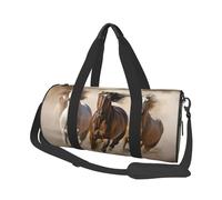 Borsone da viaggio con stampa di tre cavalli che corrono, con tasca e cinturino regolabile, grande borsa da palestra alla moda per donne e uomini, nero, taglia unica, alla moda, nero, taglia unica,