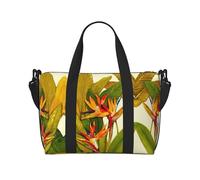 Borsone da viaggio con stampa di uccelli tropicali del paradiso, borsa da viaggio da donna, leggera, borsa per oggetti personali, Nero , Taglia unica