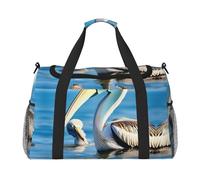 Borsone da viaggio con stampa di uccello blu e cielo marino, borsa da viaggio, borsa sportiva da portare sotto il sedile, nero, Taglia unica