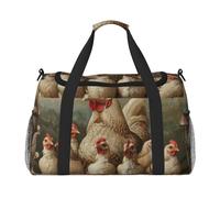 Borsone da viaggio con stampa di una nidiata di polli, ampio spazio, borsa da viaggio, 50 x 33 x 25,9 cm, elegante borsa per palestra