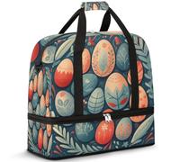 Borsone da viaggio con stampa di uova di Pasqua per donne e uomini, borse per la notte per il fine settimana, pieghevole, separato da bagnato, 47 l, per sport, palestra, yoga, Colore, 47L, Organizer